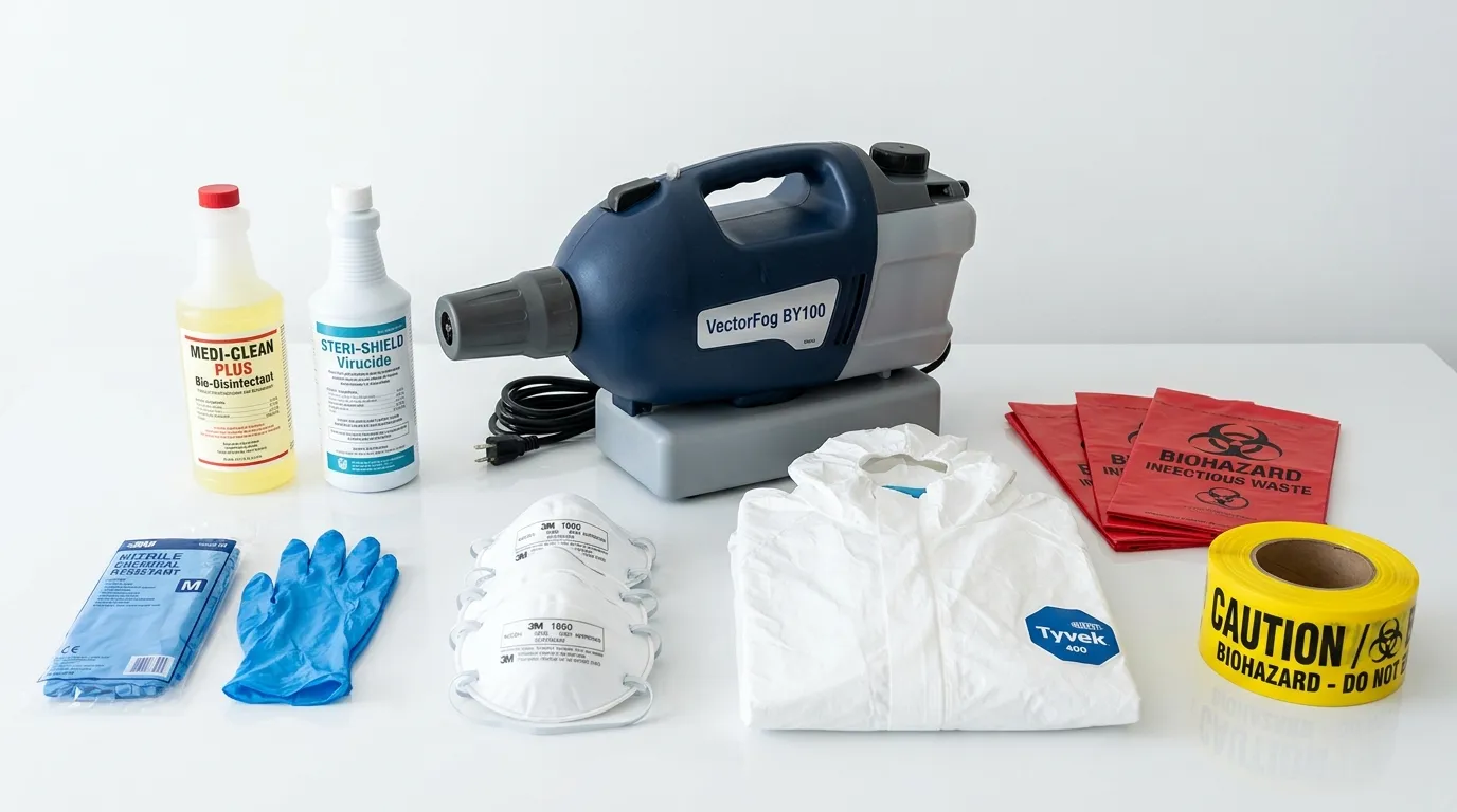 Professional biohazard remediation crew working in Villa Park